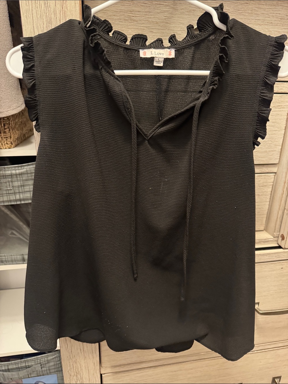 Love Black Ruffle-Trim Tie-Front Camisole